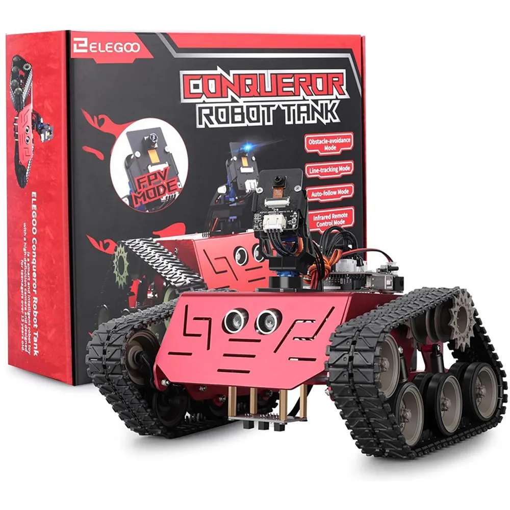 

ELEGOO Conqueror Robot Tank with UNO R3, IR Remote etc. Intelligent and Educational Toy Car Robotic Kit Compatible with Arduino