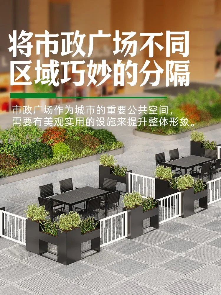 Commercial pedestrian street Outdoor restaurant Fenced flower box Terrace Cafe Outside pendulum Partition  bed Planting trough