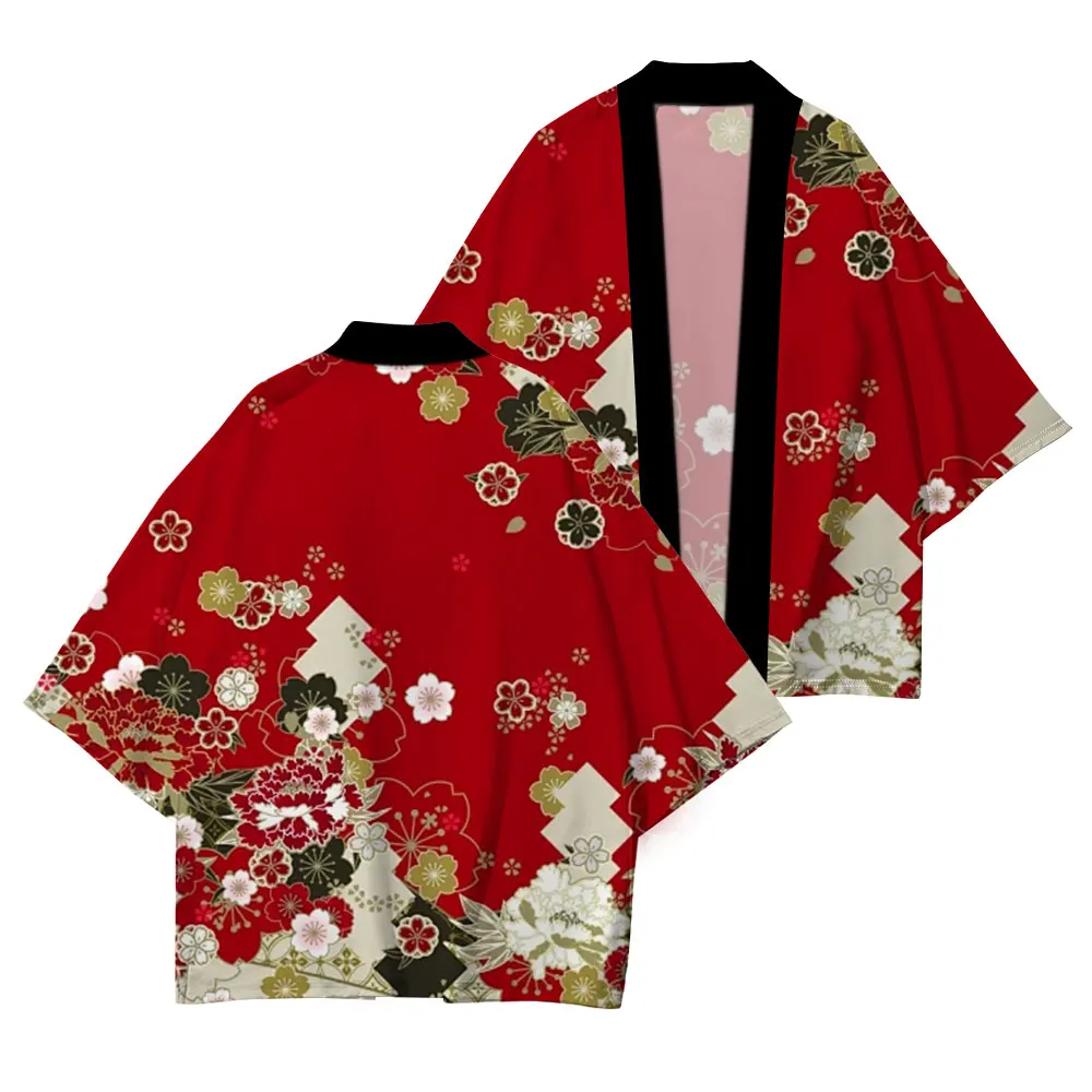Japanese Traditional Cherry Graphic Women Kimono Fashion Blossom Printed Casual Comfort Haori Japan High Quality Unisex Yukata