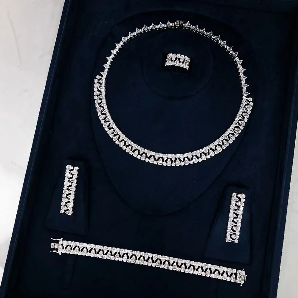 00094 Necklace Sets for Women Heart Water Drop Cubic Zirconia Jewellery Set Dubai Saudi Party Engagement Accessory Drop Shipping
