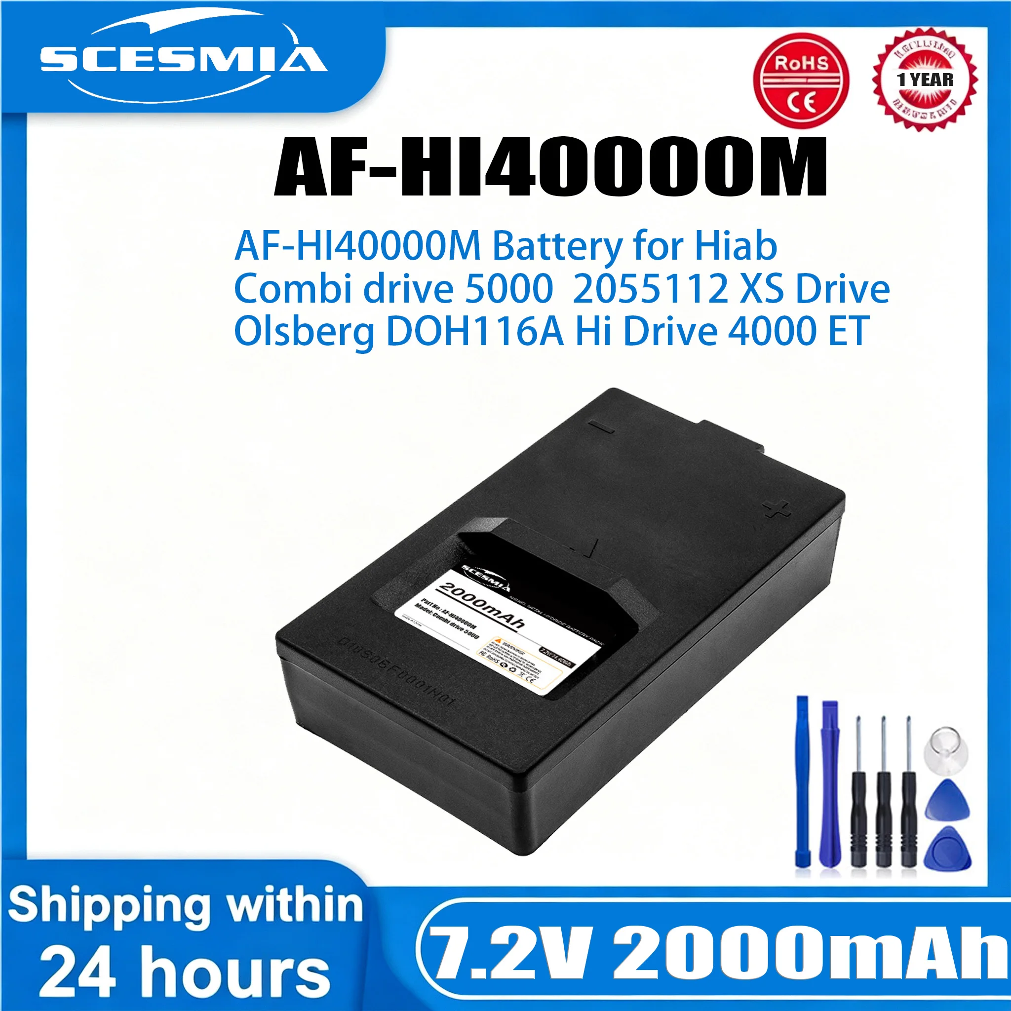 Upgrade Replacement  2000mah Battery for Hiab Olsberg 9836721 804572 Hi Drive 4000 Combi Drive 5000 9836713 2055112 804572