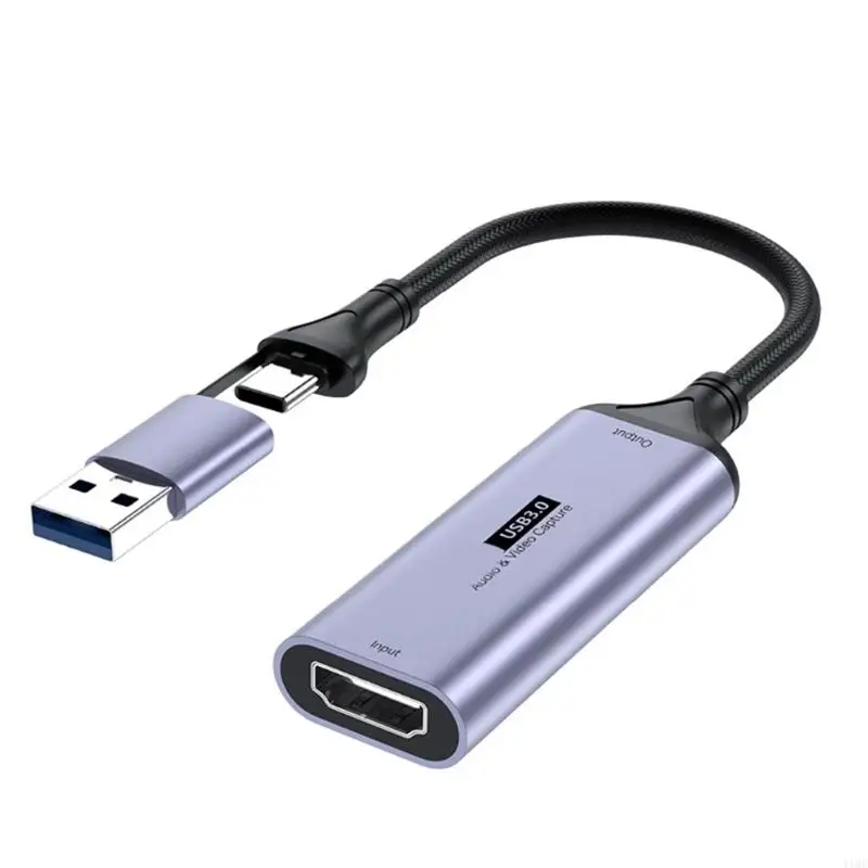 

2025 New 4K Video Card USB+Type C to HDTV Video Grabbers Recorder for Game Camcorder Camera Recording Live Streaming