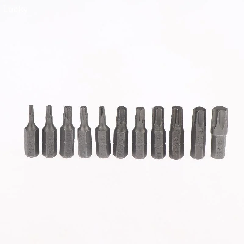 5Pcs Torx Screwdriver Bit 1/4" Hex Shank T8/T9/T10/T15/T20/T25/T27/T30/T35/T40/T45 Head 1" Length 6 Point Security Drill Bits