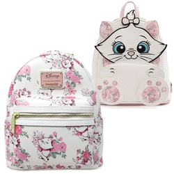 Alice in Wonderland PU Leather Women Backpack Aristocats Marie Floral White Pink AOP Mini Backpack Schoolbag Handbag for Girls