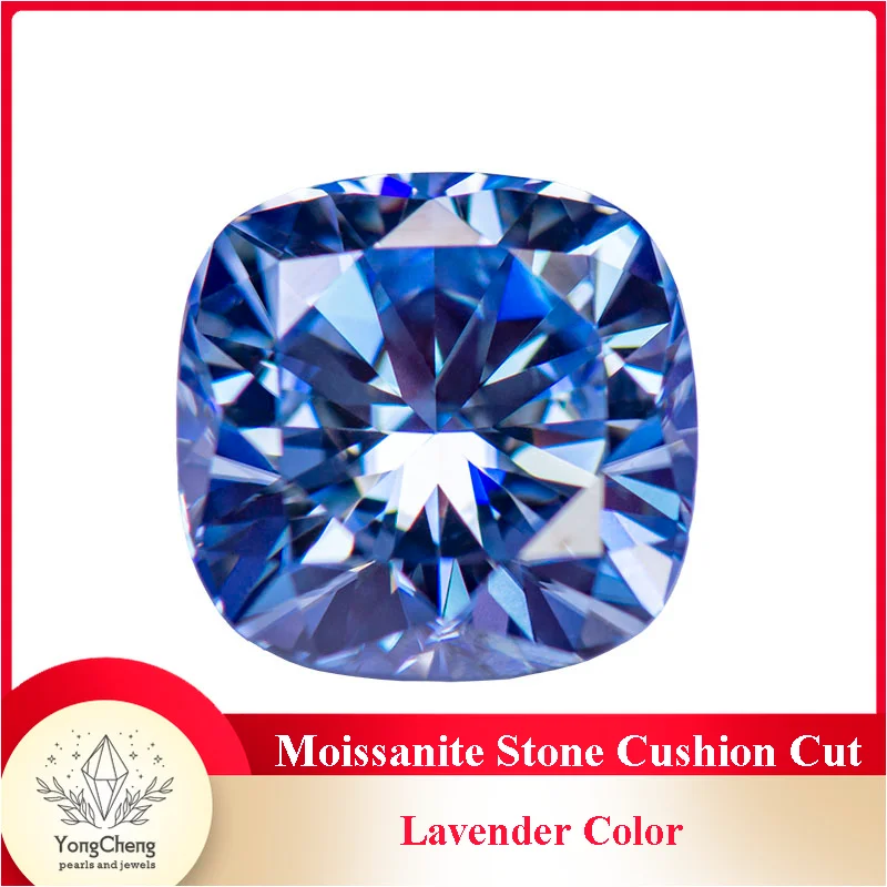 

Moissanite Stone Cushion Cut Lavender Color Lab Grow Diamond for Advanced Jewelry Rings Earrings Making with GRA Certificate