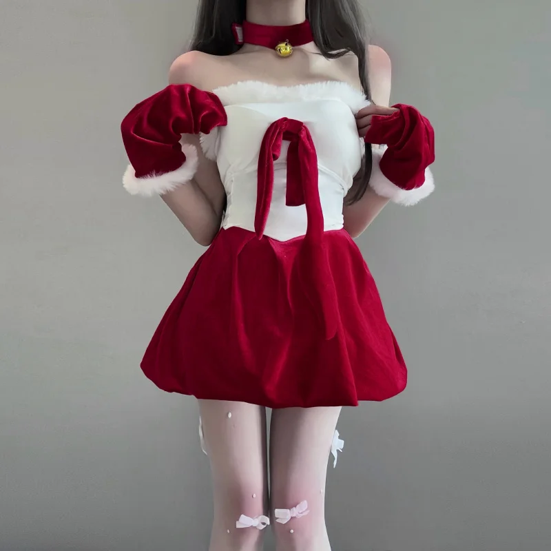 

Christmas Themed Women Sleepwear Comfortable Soft Homewear Set With Bow