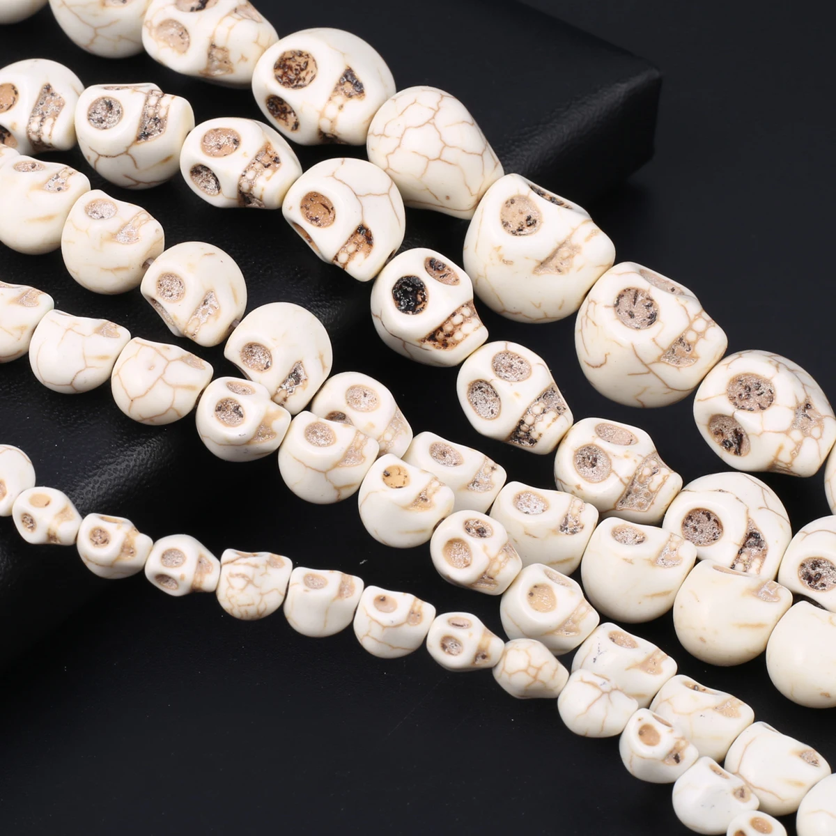 Skull Natural Stone Beads Blue White Turquoise Loose Spacer Beads for DIY Bracelet Necklace Making Jewelry Accessories Multisize