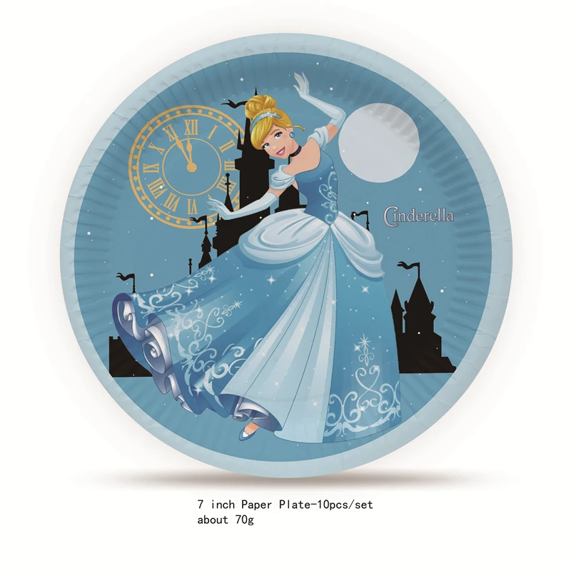 Disney Cinderella Happy Birthday Party Princess Balloon Decoration Tablecloth Disposable Tableware Party Plate Cup Baby Shower