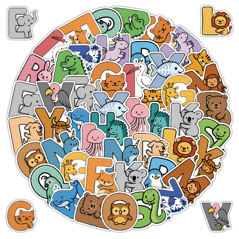 

52 Pieces Animal Alphabet Stickers - Perfect for Kids' Learning & Craft Projects Golden Memory Stickers Store