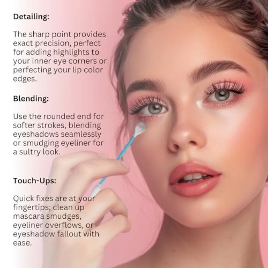 Fran Wilson EYE TEES COTTON TIPS 80 Count 6 PACK Precision Makeup Applicator Doublesided Swabs with Pointed and Rounded Ends fo