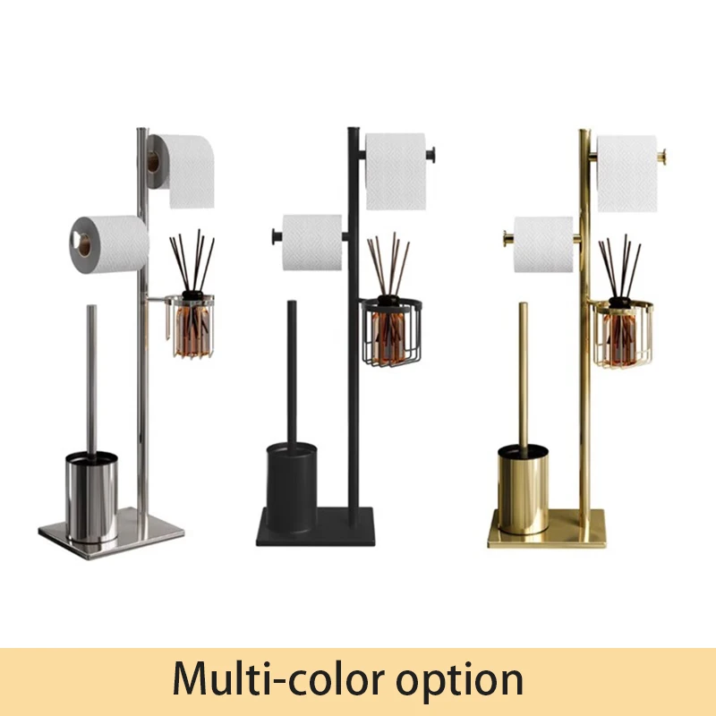 Toilet brush Floor paper towel holder Household bathroom waterproof toilet paper roll paper vertical integrated storage rack