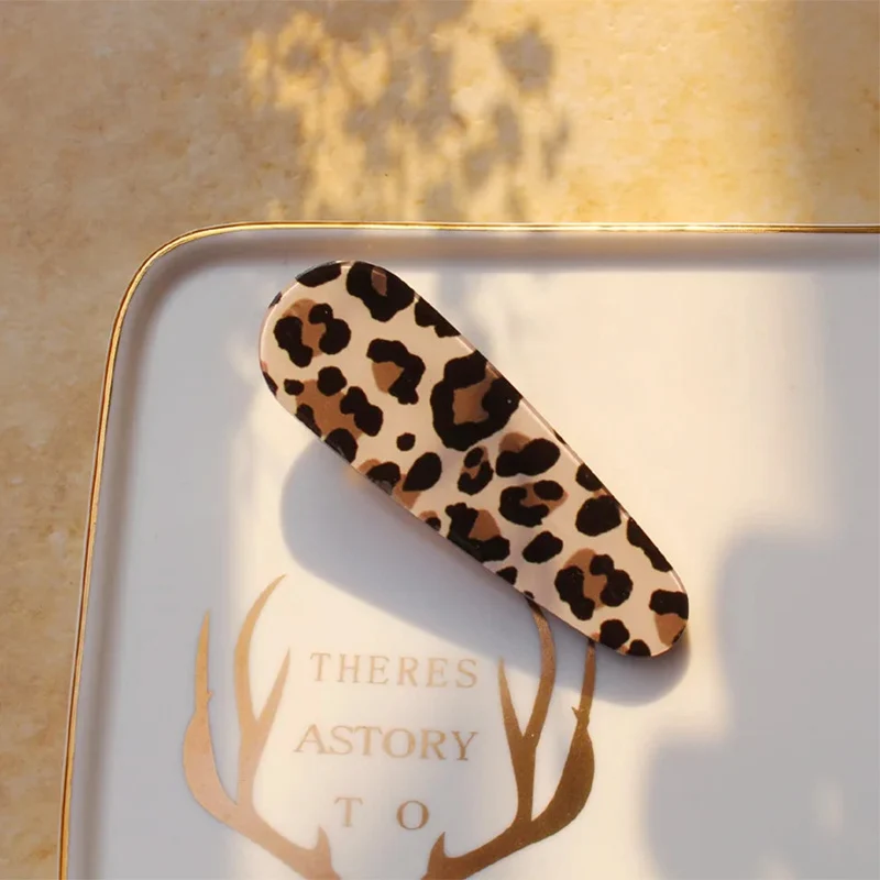 Promotional Hair Clip Leopard Print Barrettes Acrylic Water Drop Hairpin Alligator Hair Clips Side Pins Women Hair Accessories