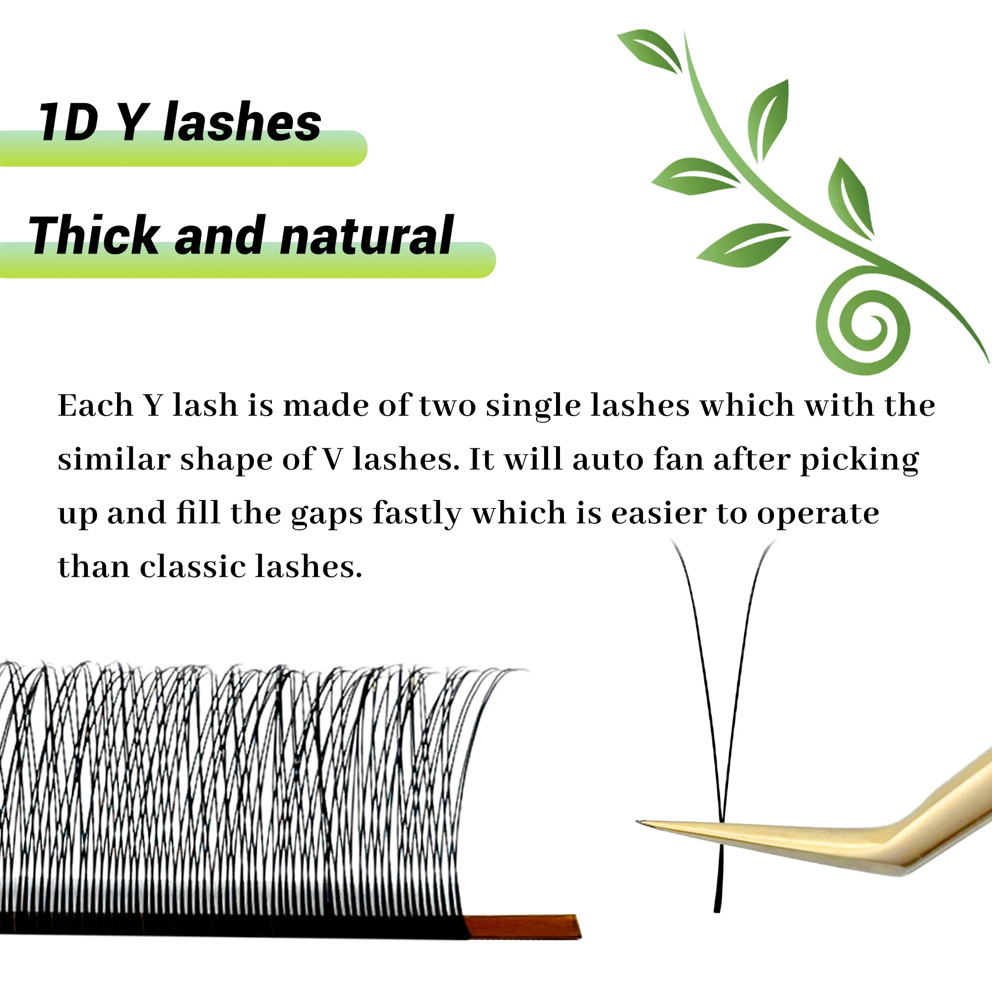 LAKANAKU 2D YY Volumen-Wimpernverlängerungen Weiche PBT 1D Y Wimpern Volumen Brasileiro Y Cilia und Brasilianisches Volumen Cilios – Detail 4