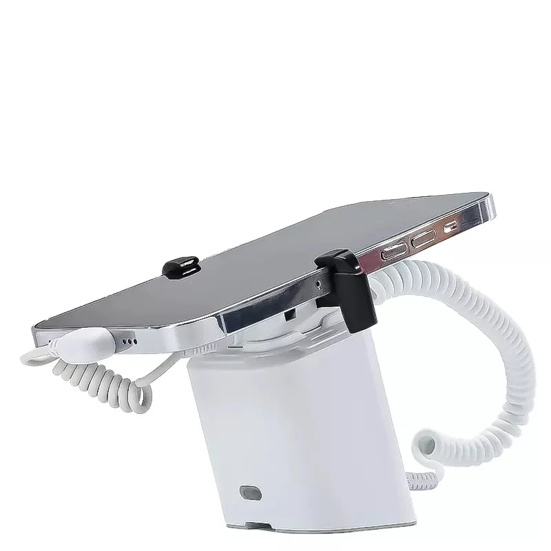 Charging Mobile Phone Security Display Stand Burglar Alarm System White Tablet Anti-Theft Holder For Exhibition With Claw