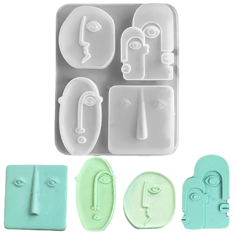 

4 in1 Abstract Human Face Candle Silicone Mold DIY Wax Soap Epoxy Molds 3D Handmade Candle Making Scented Home Decor Resin Mould