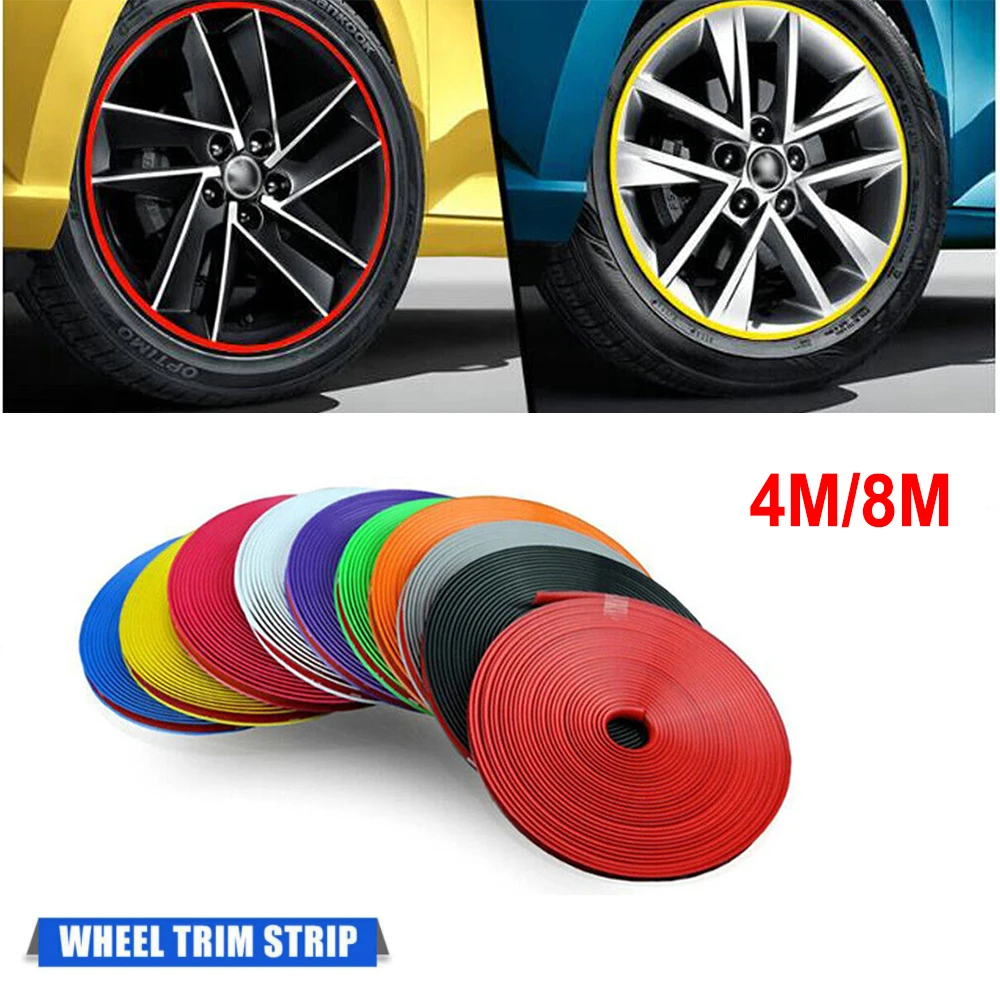 8M Car Wheel Rim Blades Protector Line Tire Guard Decorative Strip Rubber Moulding Trim More Color Car Sticker Styling