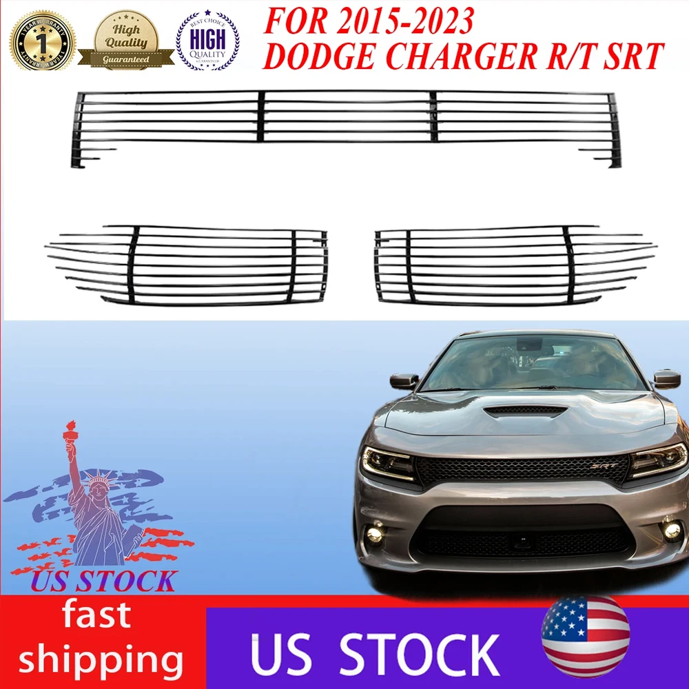 

High Quality Car Front Engine Upper Bumper Grille Mesh Gloss Black For Dodge Charger R/T SRT 2015-2023 Car Accessories