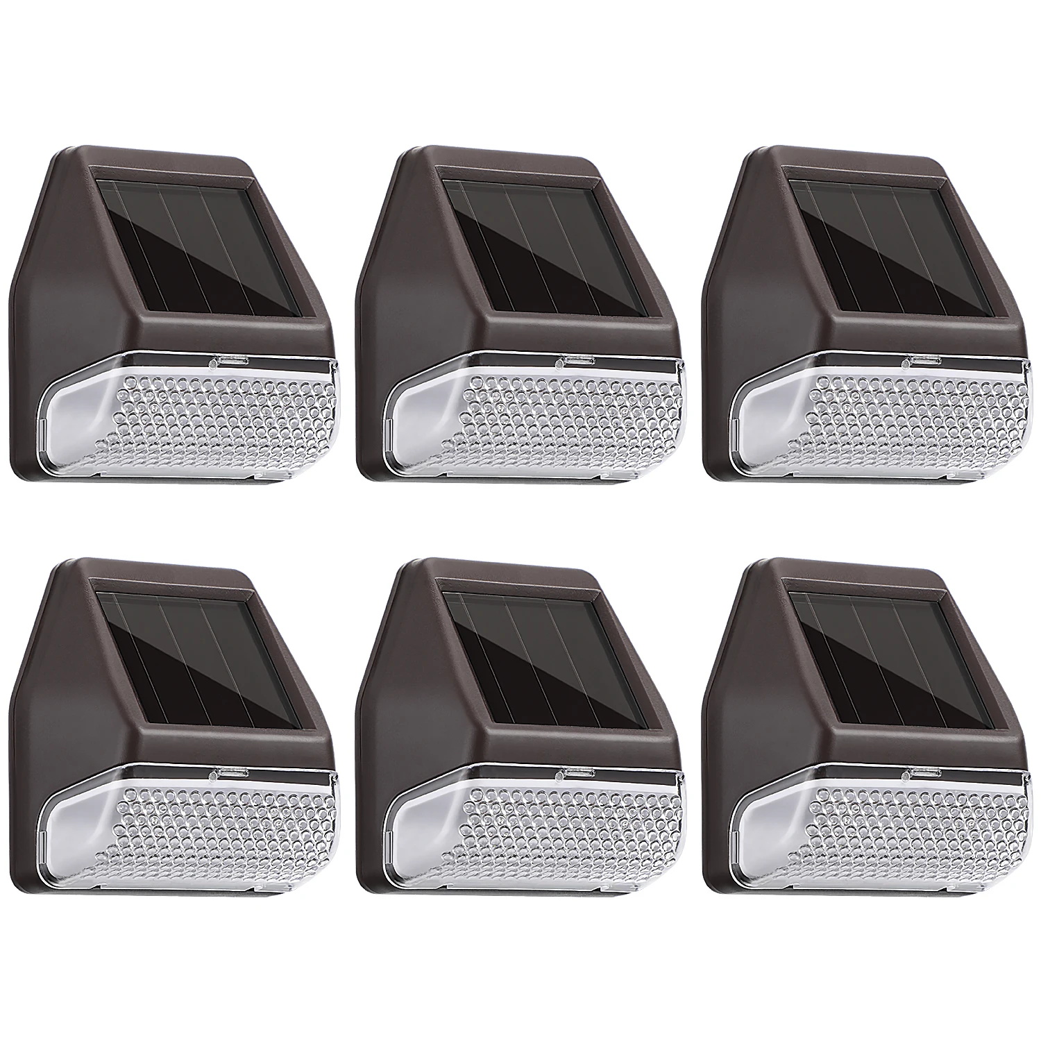 6 Pack Solar Deck Lights, Dusk-to-Dawn LED Fence Lights, 4000K Cool White, Waterproof, Oil Rubbed Bronze