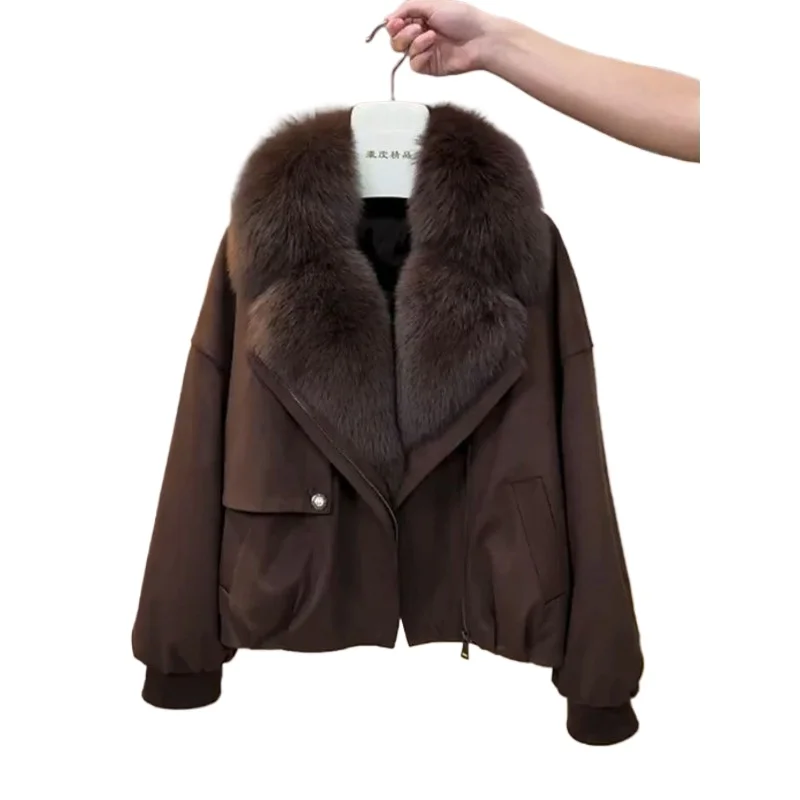 Winter New Foreign Style Niche Fur Collar Short Cotton Clothes Women' Lazy Style Loose Versatile Thin Coat Temperament Commuting