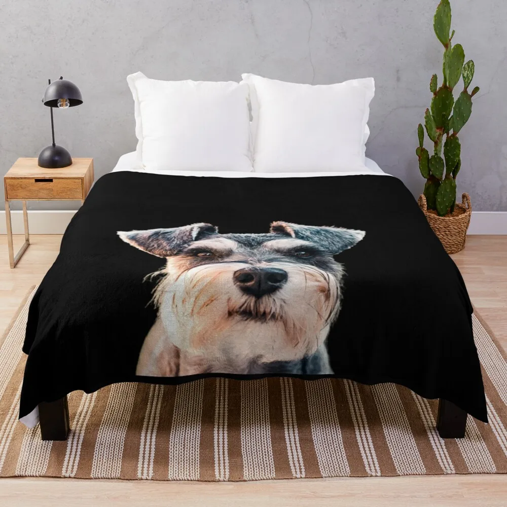 

miniature schnauzer face art lover gift Throw Blanket Tourist Softest Decorative Sofa Plush Blankets