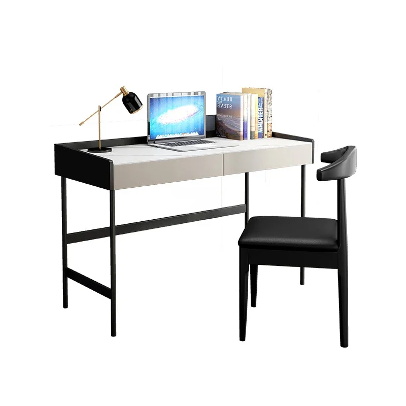 Simple home office desk, modern office furniture iron game desk, light luxury slate computer desk, bedroom writing desk