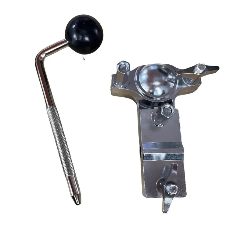 Single-arm drum clamp for quick release of cymbal holder  Rotating bullhorn bell holder