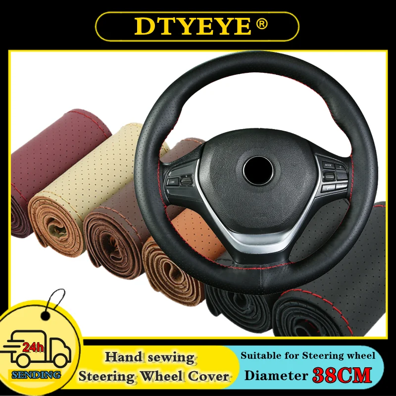 DIY Hand Sewing Steering Wheel Cover Quality Microfiber Leather With Needle And Thread Car Interior Accessories Diameter 37-38CM