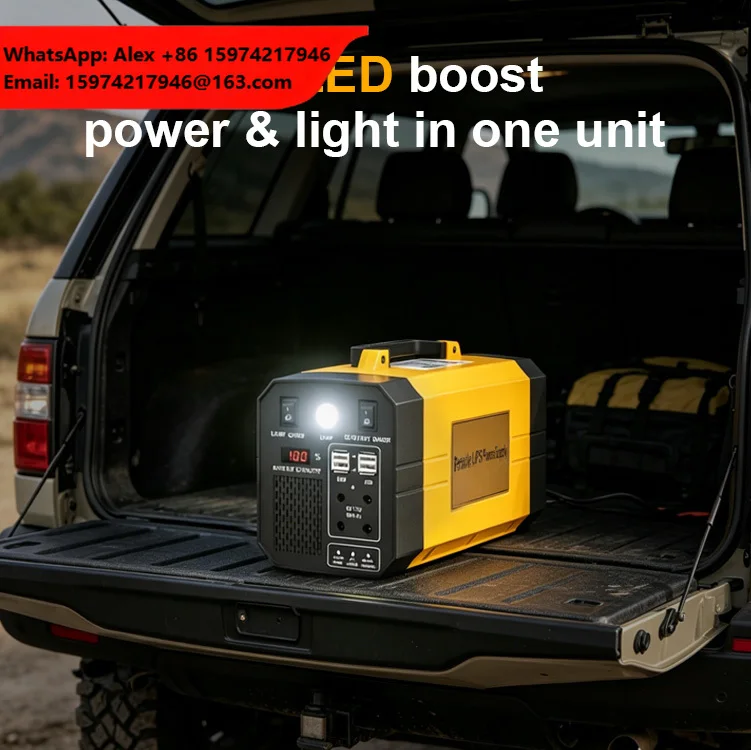 300W Portable Power Station LiFePO4 Lithium Battery Solar Generator With 3W LED Light For Outdoor Camping Backup