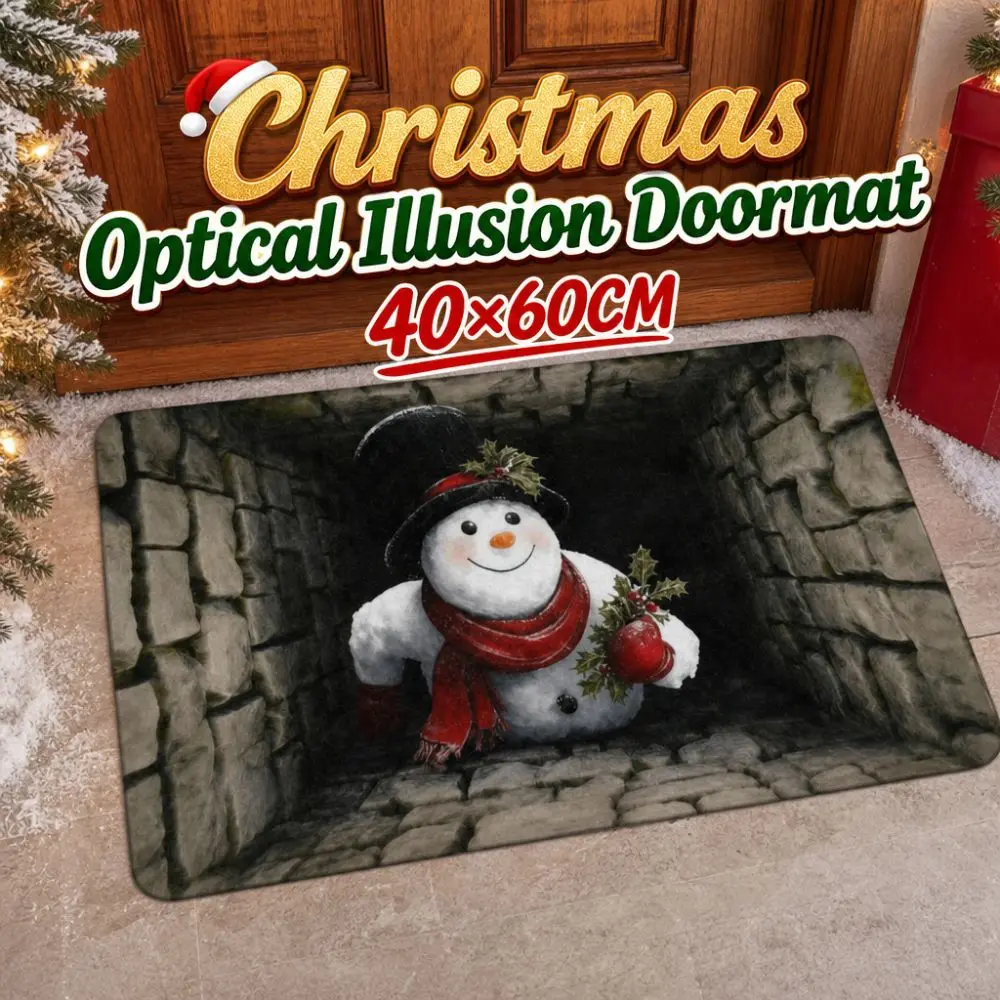 Lifelike Christmas Optical Illusion Doormat Non-slip Abrasion-resistant Bathroom Carpet Water-absorbing Diatomaceous Earth