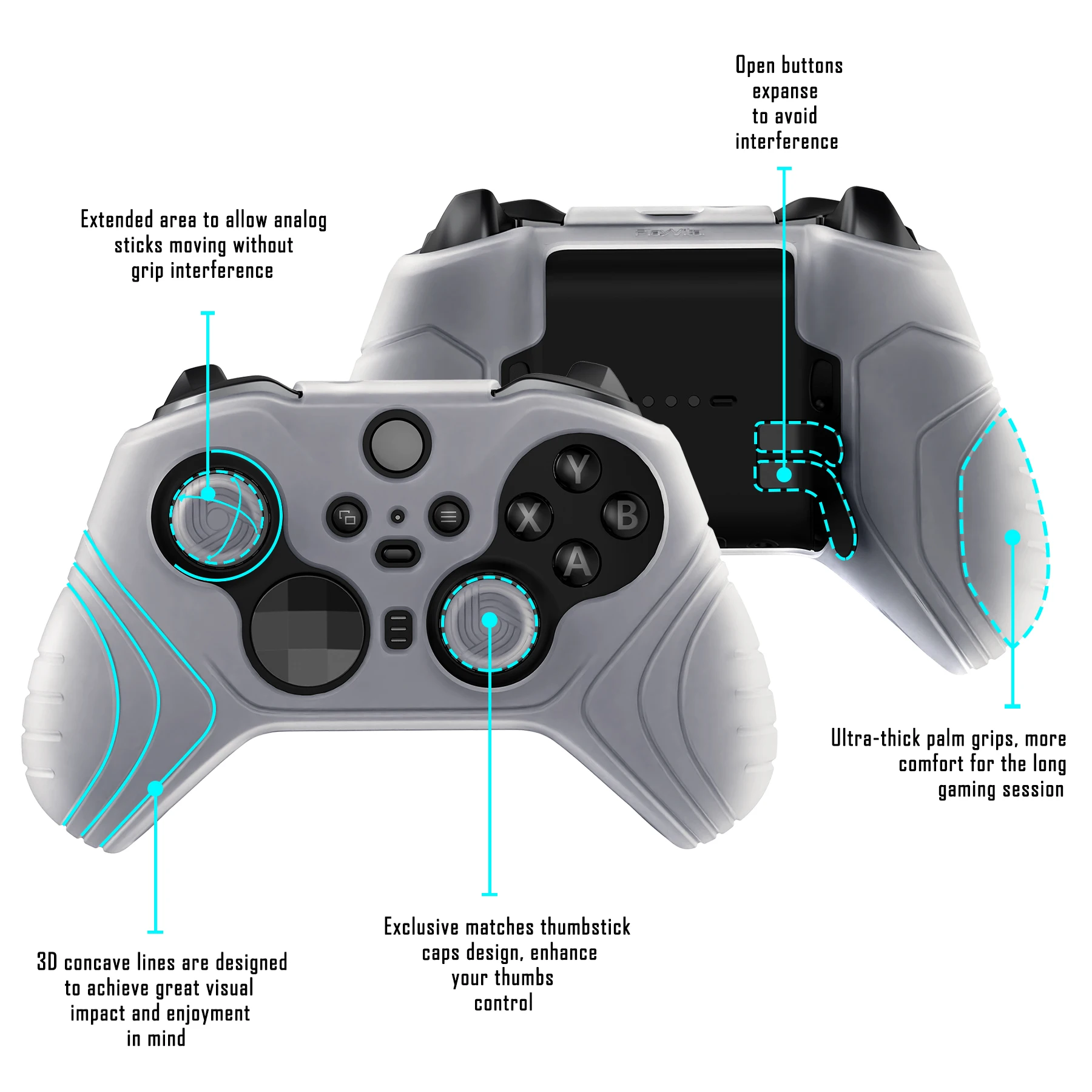 PlayVital Samurai Edition funda de silicona antideslizante blanca transparente para Xbox Elite Series 2, controlador inalámbrico y Elite Series 2 Core