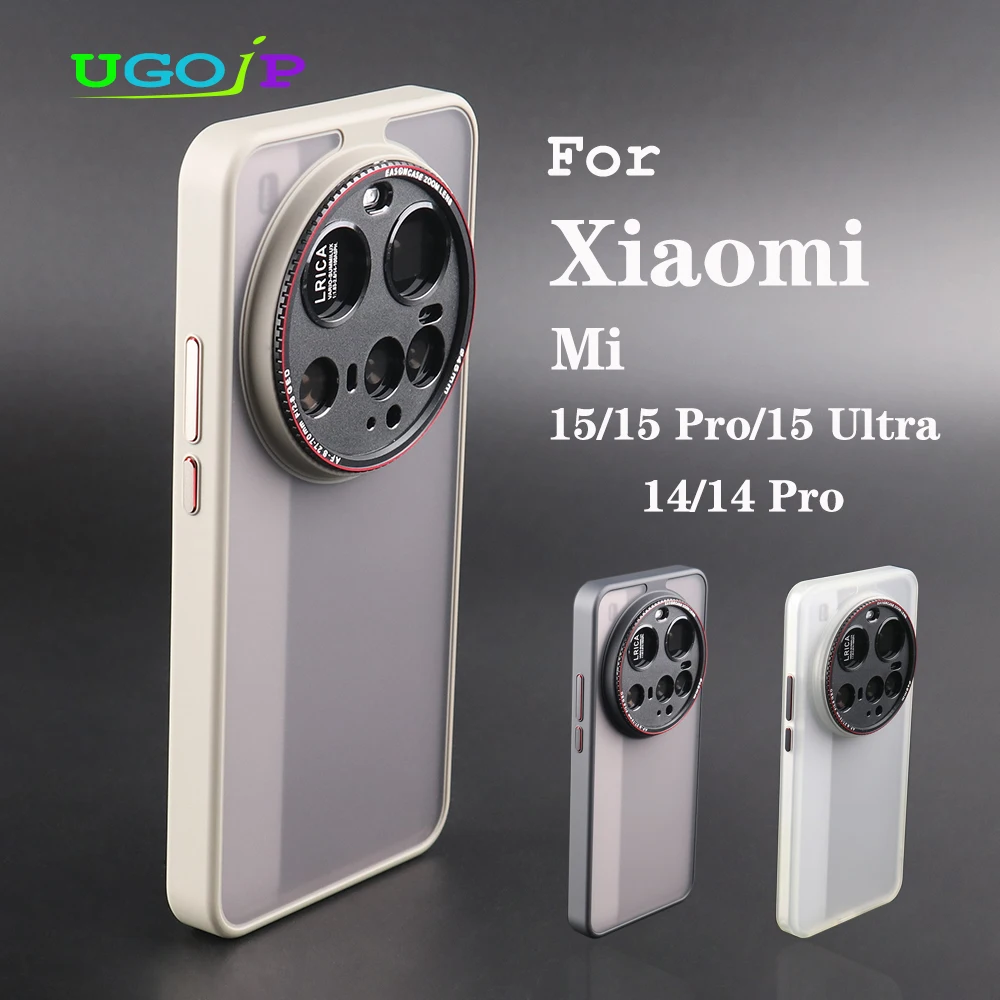

UGOjP For Xiaomi Mi 15 Ultra 15 Pro 14 Pro Matte Phone Case With Metal Camera Protection Frame Frosted PC Protective Back Cover