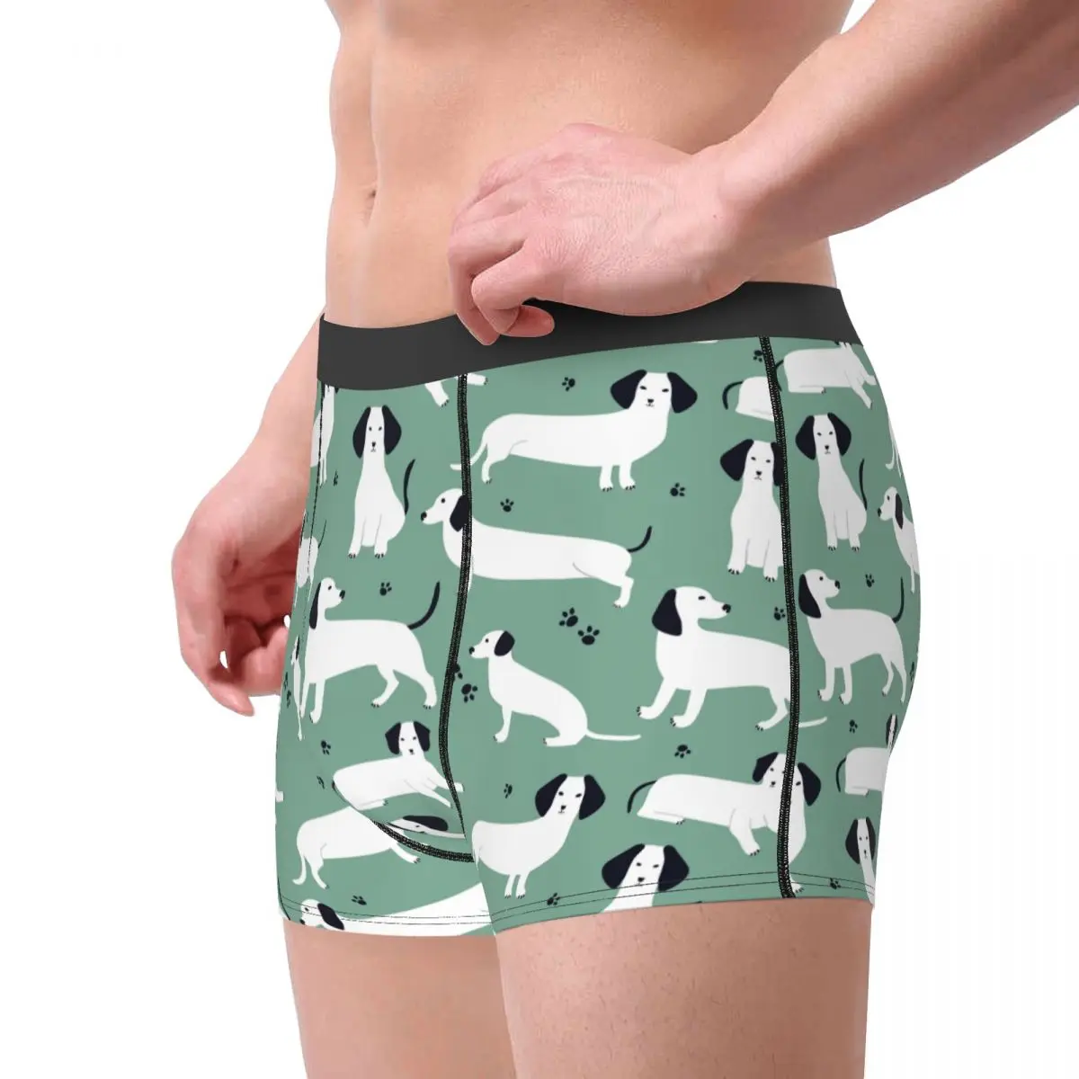 Men Cute White German Badger Dog Dachshund Underwear Gift for Animal Dogs Lover Funny Boxer Shorts Panties Homme Soft Underpants