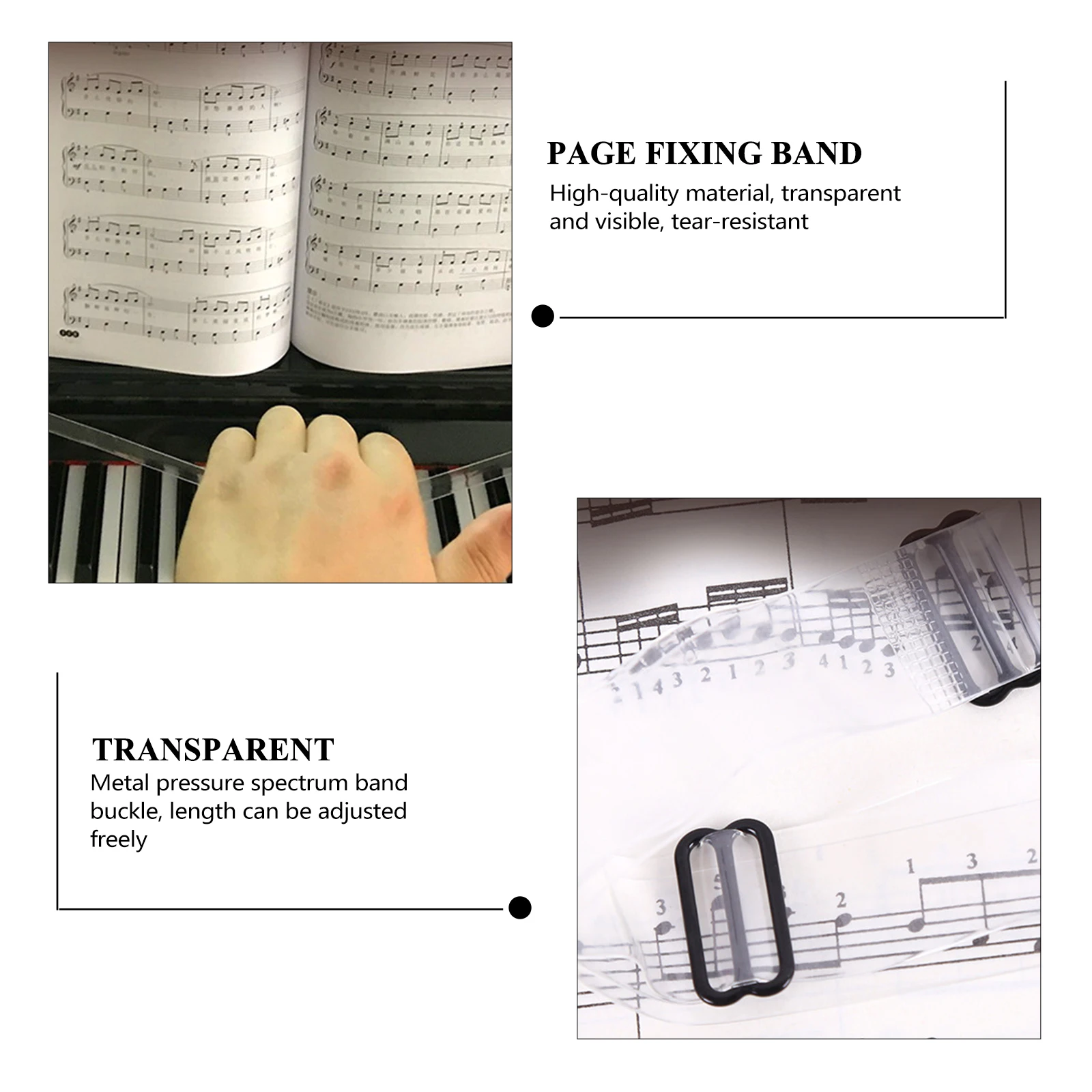 

3 Pcs White Music Score Assistant Page Fixing Belt Book Press TPU Eco Friendly Durable Smooth Edges Moderate Size Easy