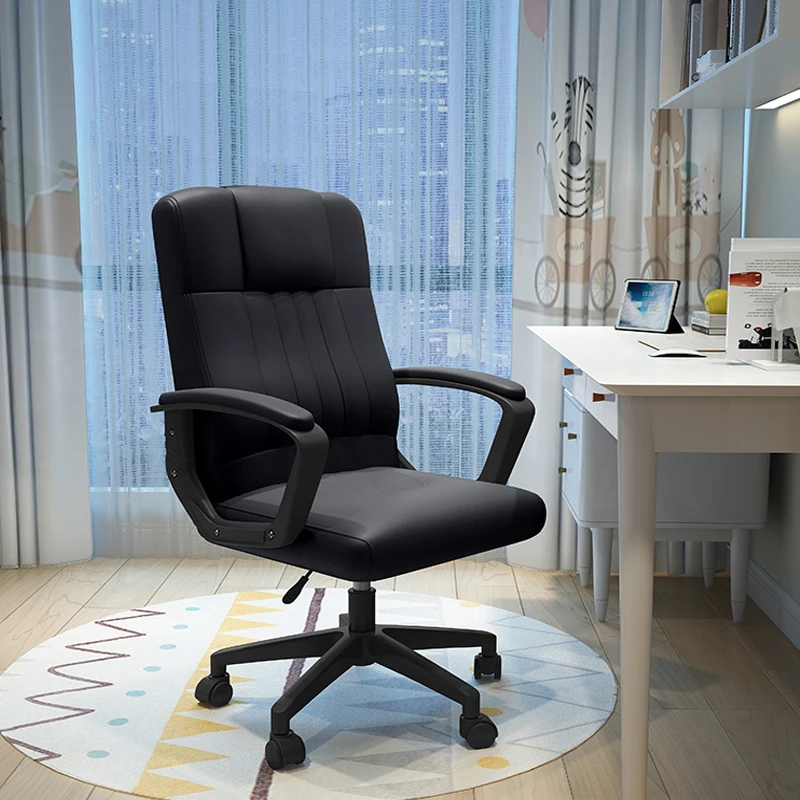 PU Leather Home Office Computer Chair Study Conference Seat Comfortable Backrest Reclining Lifting Rotating Mahjong Chair