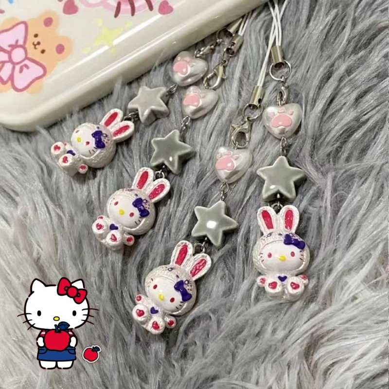 

Sanrio Hello Kitty Phone Charms Pendant Cute Kawaii Keychain Camera Keyring Strap Cartoon Anime Girl Earphones Case Hanging Gift