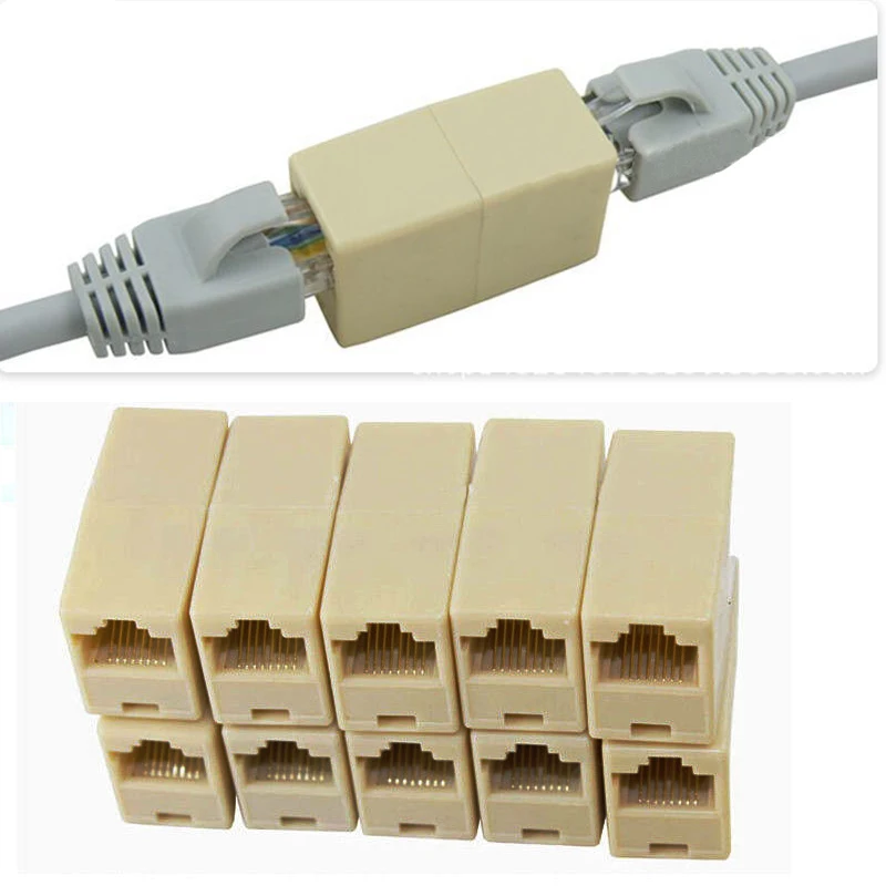 ESCAM Hohe Qualität 10 stücke RJ45 CAT5 Koppler Stecker Netzwerk LAN Kabel Extender Stecker Adapter