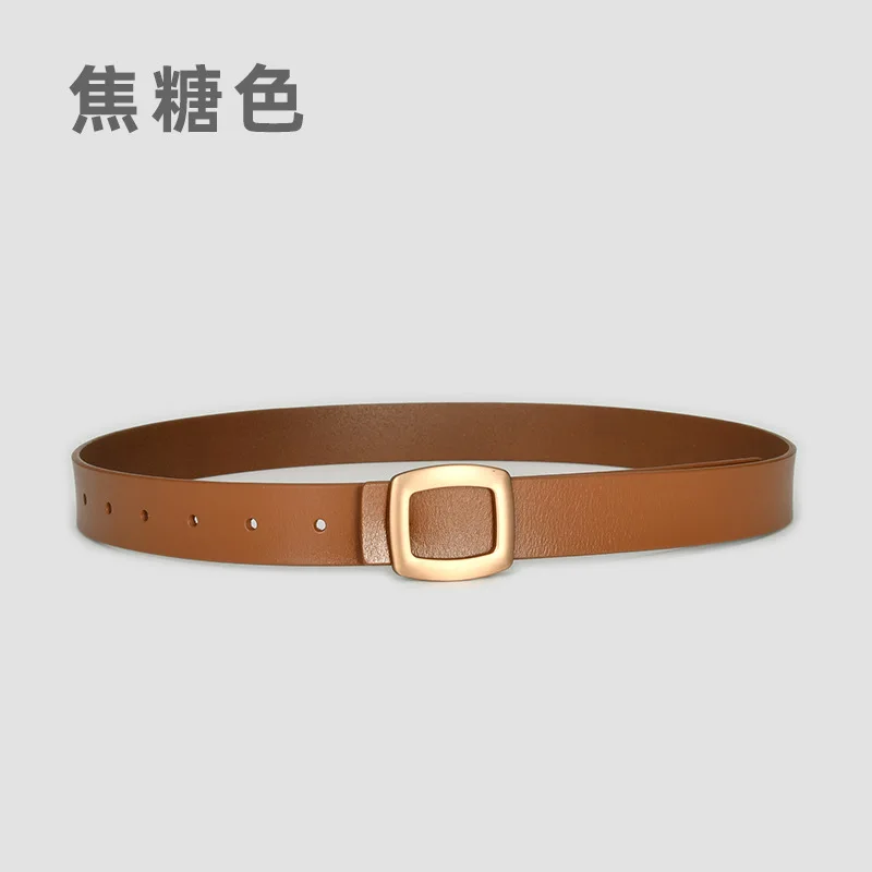 Женский кожаный ремень в стиле ретро, универсальный джинсовый ремень, плащ, брюки и платье, простой и модный ремень из натуральной кожи.