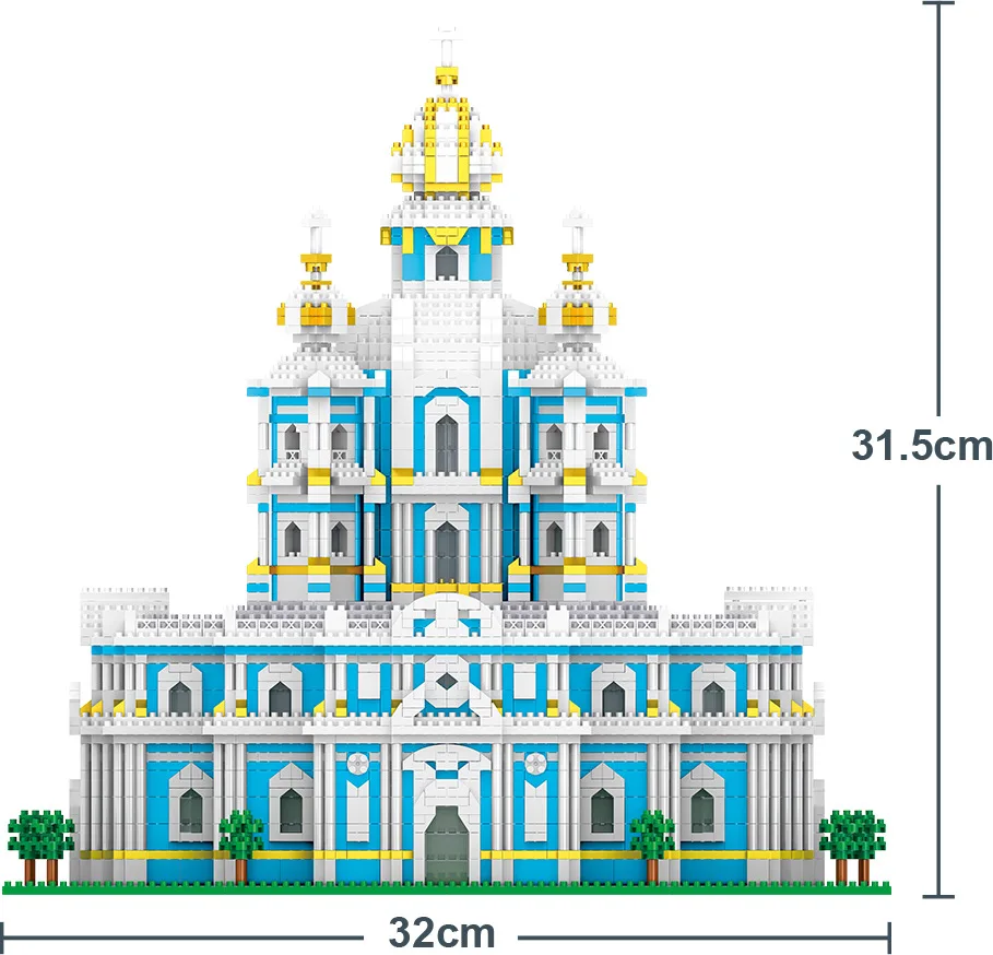 LZ8042 Diamond Small Particles Famous Buildings In Russia Smolny Convent Model Assembled Building Block Toys for Children Gifts