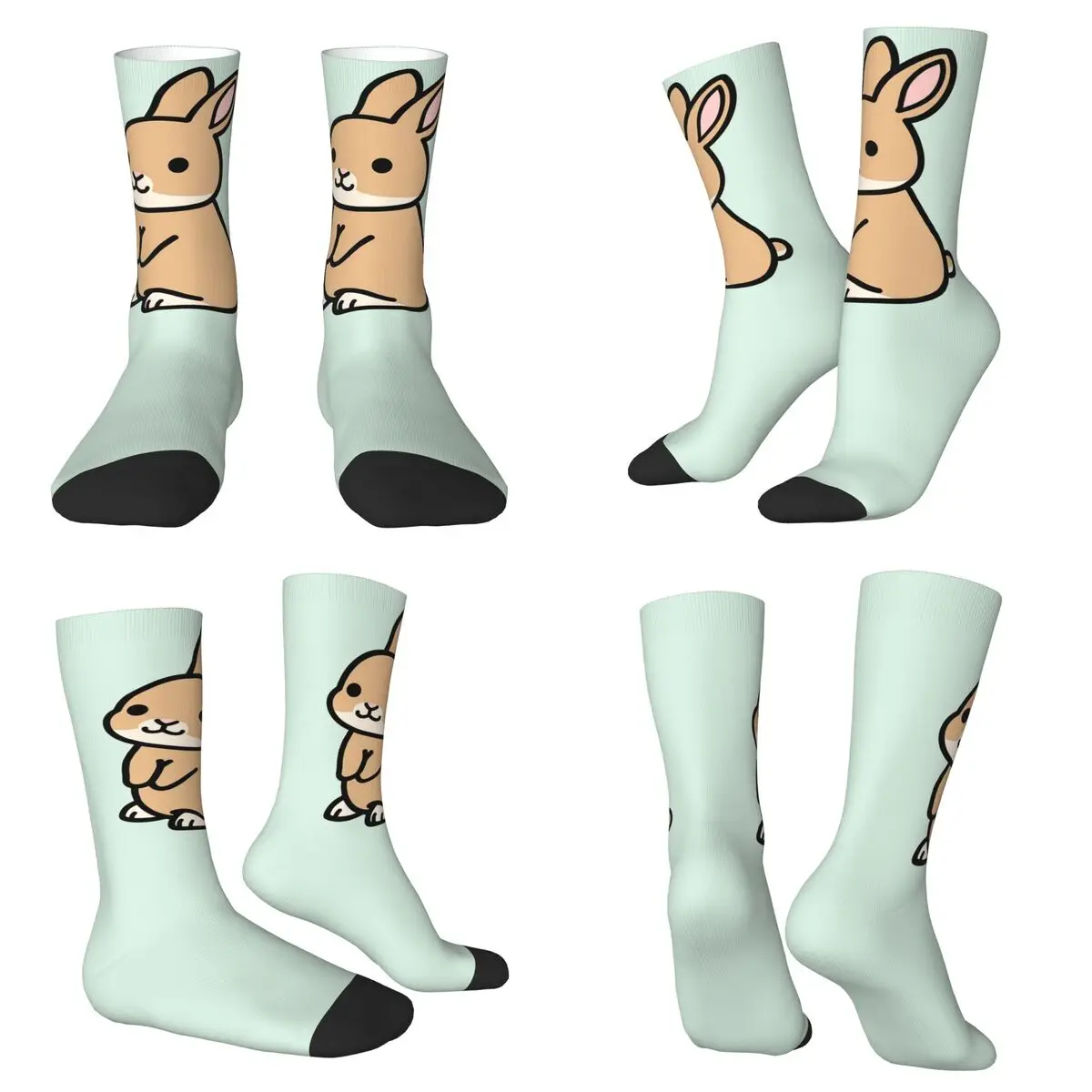 

Коричневые носки с кроликом в стиле Харадзюку, впитывающие пот чулки, всесезонные длинные носки, аксессуары для мужчин и женщин, рождественские подарки