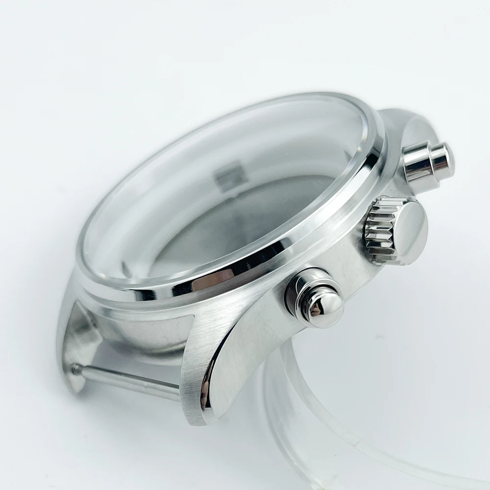 43mm Solid Stainless Steel Pilot Watch Case with Chronograph Sapphire Crystal 5ATM Fits 37.7mm Dial Miyota Movement