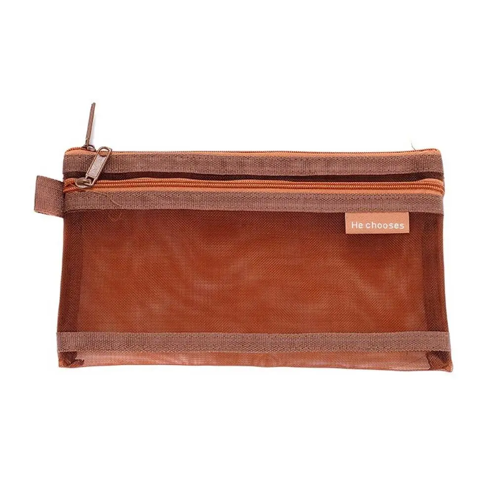 

Hollow Clear Mesh Makeup Bag Solid Color Cosmetic Lipstick Bag Transparent Pencile Bag Large Capacity Simple