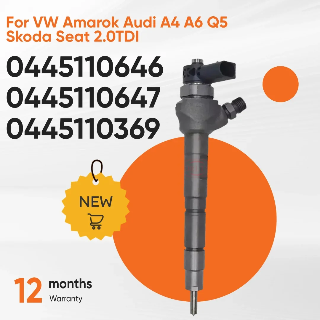 

For VW Amarok Audi A4 A6 Q5 Skoda Seat 2.0TDI 0445110369 03L130277J 0445110646 03L130277Q New Diesel Fuel Injector 0445110647