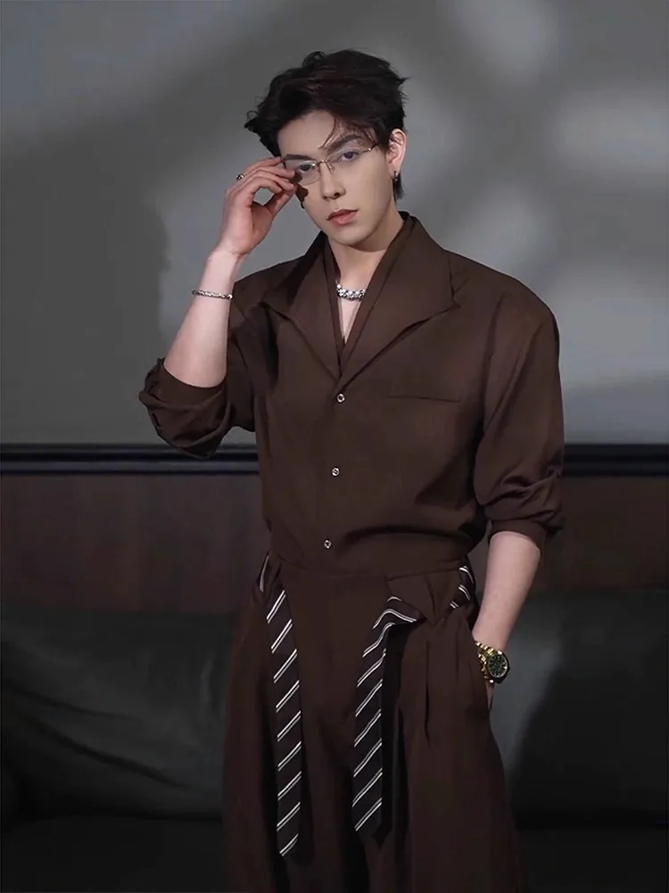 

Комплект Caramel irt And Pants, мужской корейский комплект Sle Summer Faion, длинный све, повседневный стильный комплект, стильный и Ele Ensemble