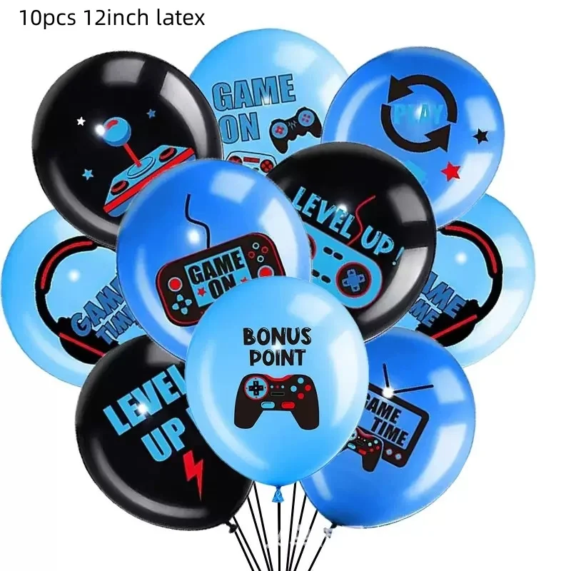 Videospiel Tischdecke Party Dekoration Geburtstag Lieferungen GamePad Thema Geschirr Set Glücklich Hintergrund Luftballons Deco Für Kinder Jungen – Detail 1