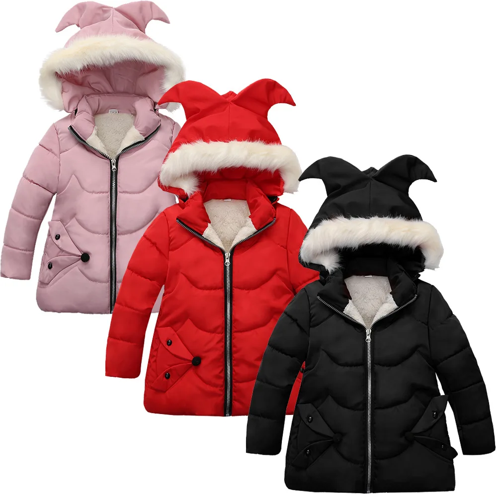 

20323 Autumn Winter Warm Jackets For Girls Coats For Jackets Baby Girls Jackets Kids Hooded Outerwear Coat Children Clothes 2-5Y