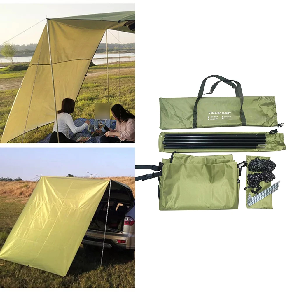 Car Side Awning Rooftop Tent Side Tent For Outdoor Camping 300*150cm 210D Oxford Cloth Army Green /car /accessories