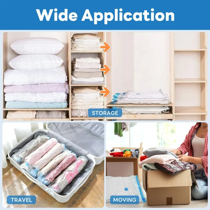 Large Capacity Vacuum Storage Bags for Clothes,Bedding,Space Saving Bags Storage Space Saver Compression Bags Vacuum Seal Packet gallery 5