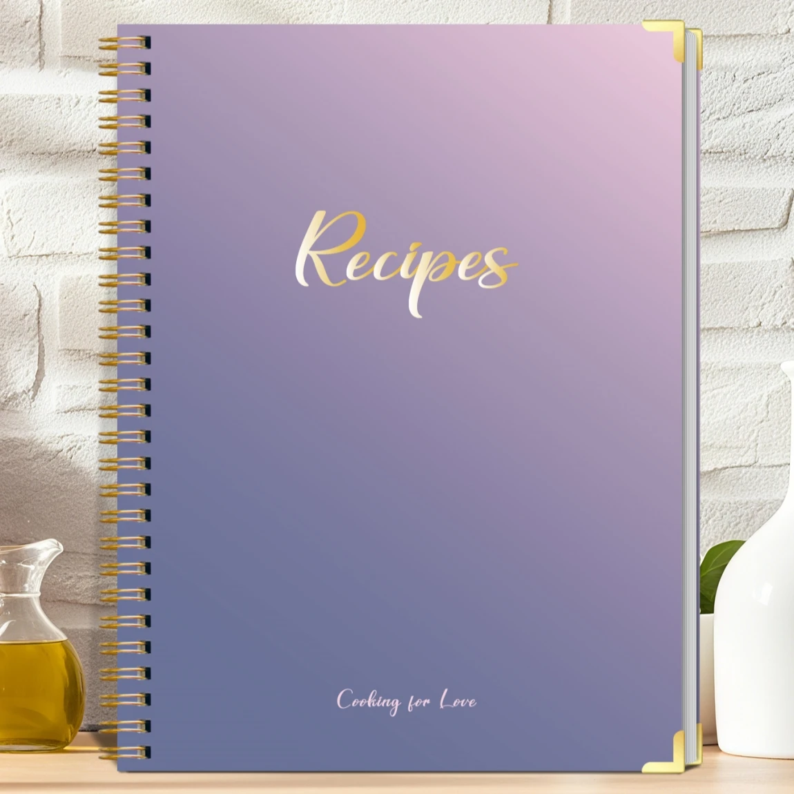 

Recipe Journal Notebook, Spiral Bound Cooking Log Book with Recipe Pages, Ingredients, Directions, Notes and Reviews