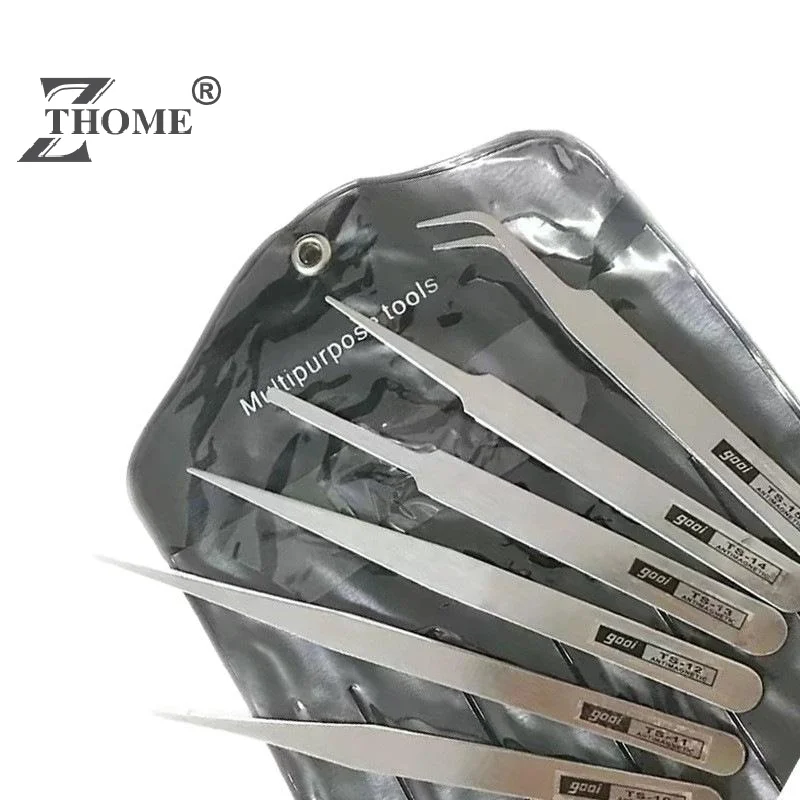 6Pcs Stainless Steel Precision Tweezers Kit Bent Straight Tips Industrial Repair Tool For Detailed Work