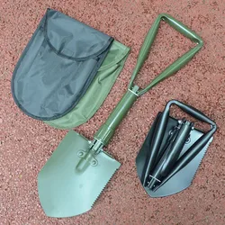 Camping Tactical Hand Shovel with Bag Folding Triangular Handle Camping Military Shovel Stainless Steel  Shovel Survival Gear